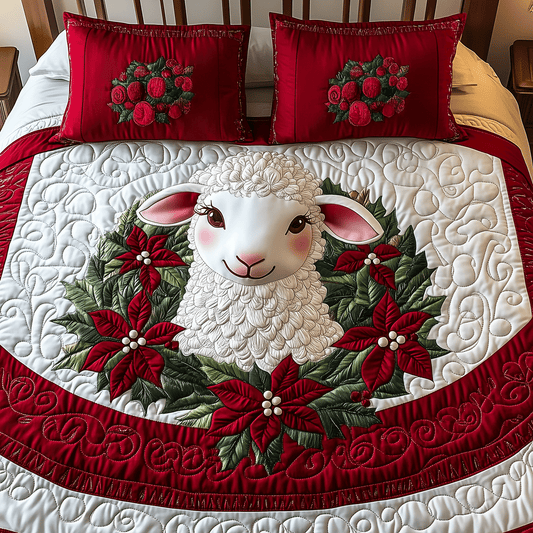 Festive Lamb Dreams 3-Piece Quilted Bedding Set NCU0TH2207