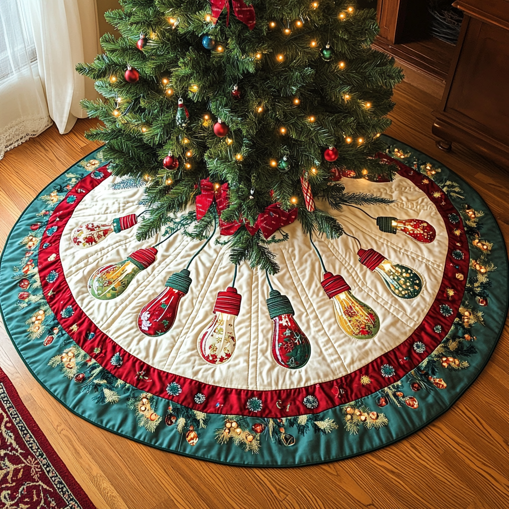 Festive Lights Radiance Christmas Quilted Tree Skirt NCU0DK1374 Vantique