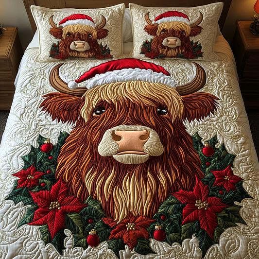 Festive Moo 3-Piece Quilted Bedding Set NCU0VH1067