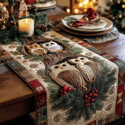 Festive Night Owls Quilted Table Runner NCU0TH3407