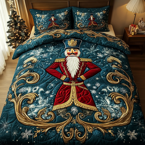 Classic Christmas Nutcracker 3-Piece Quilted Bedding Set NCU0DK2655