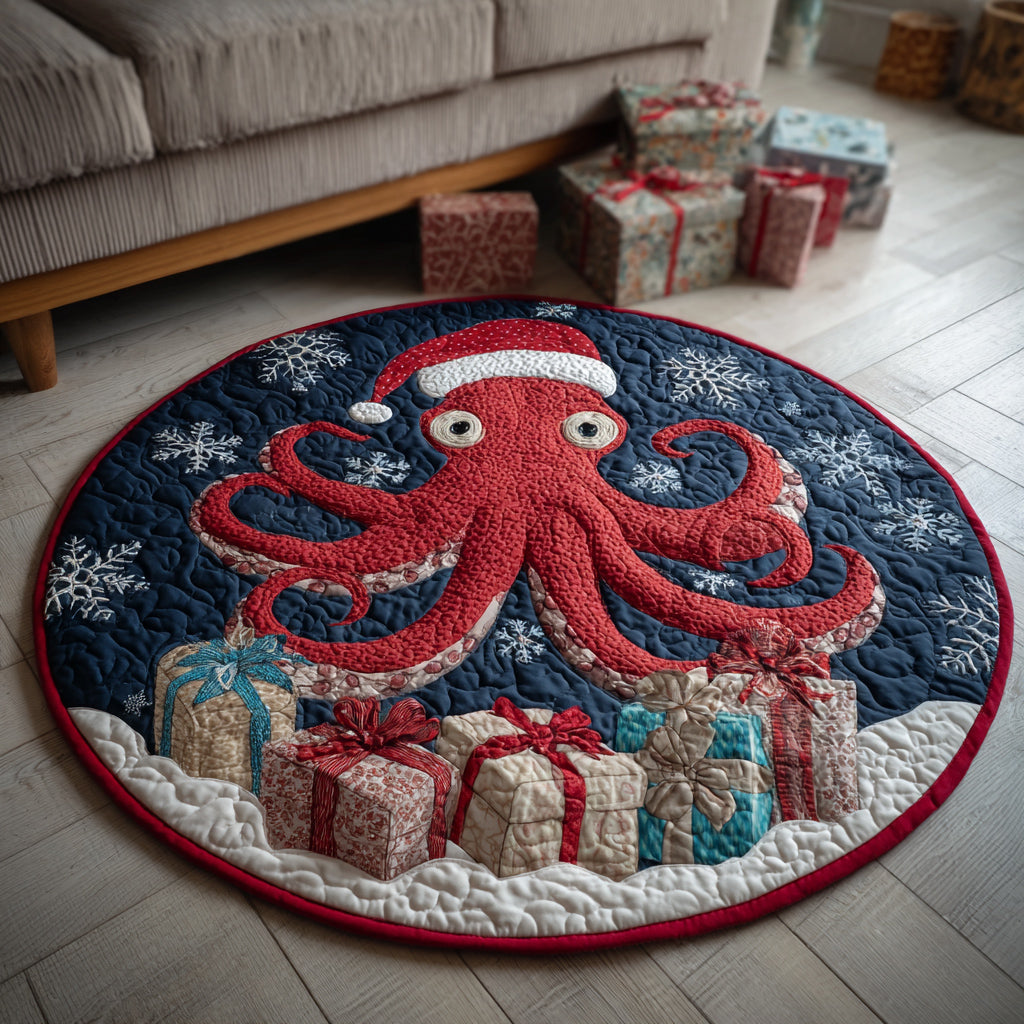 Festive Octopus Quilted Round Mat NCU0HH456