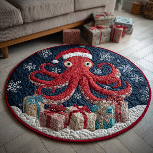 Festive Octopus Quilted Round Mat NCU0HH456