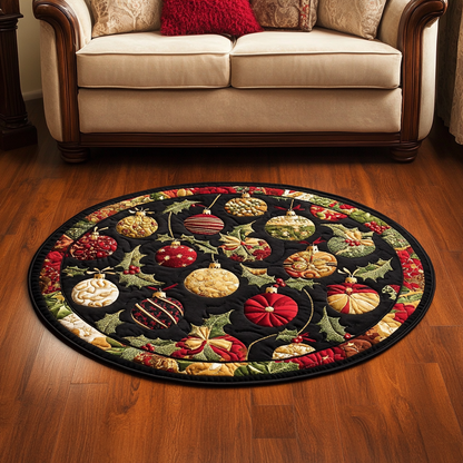 Festive Ornaments Quilted Round Mat NCU0DK10073
