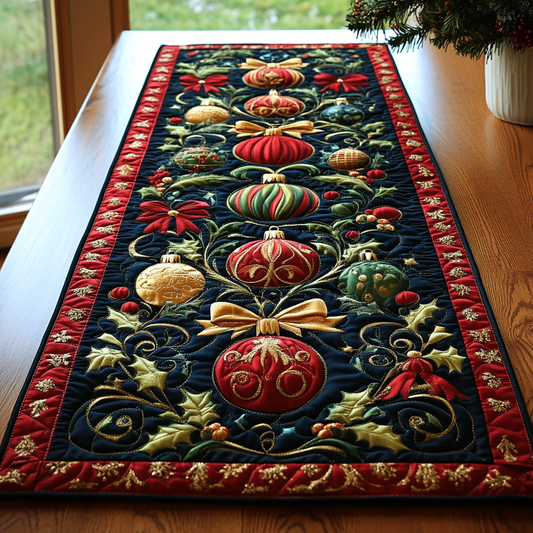 Festive Ornaments Quilted Table Runner NCU0DK10037
