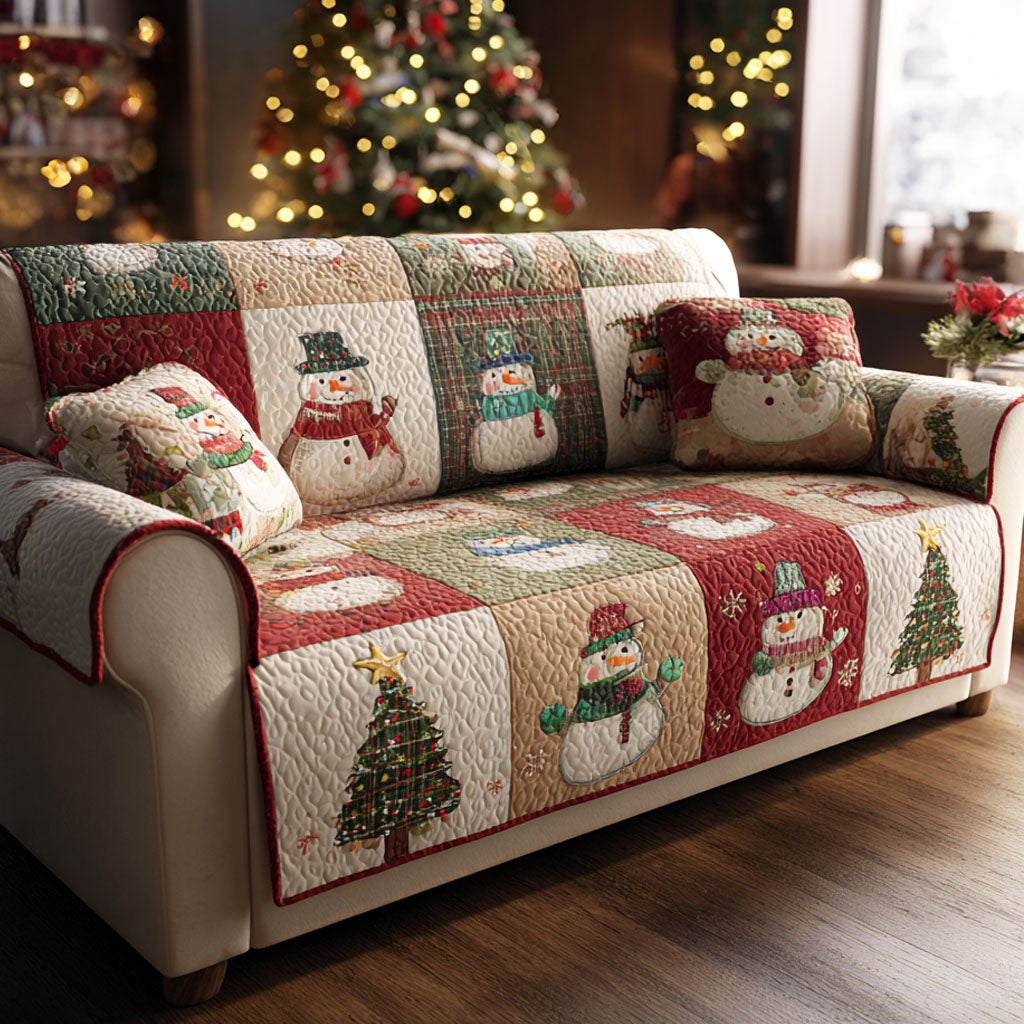 Snowman Quilted Sofa Cover NCU0VT353