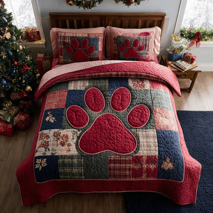 Festive Paw 3-Piece Quilted Bedding Set NCU0HH1531