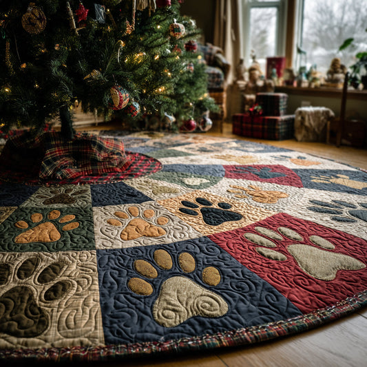 Festive Paws Christmas Quilted Tree Skirt NCU0DV8651