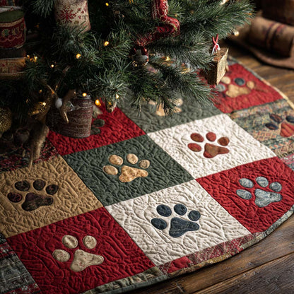 Festive Paws Christmas Quilted Tree Skirt NCU0NT9961