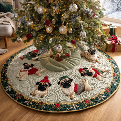 Festive Paws Quilted Christmas Tree Skirt NCU0DV8057