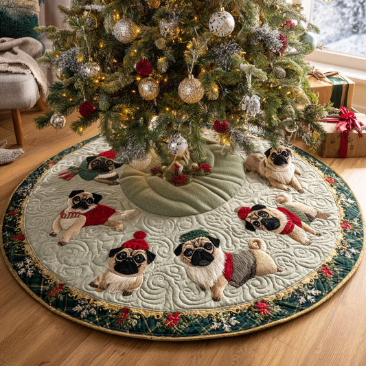 Festive Paws Quilted Christmas Tree Skirt NCU0DV8057