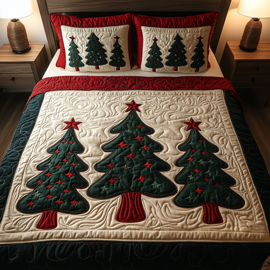 Festive Pine 3-Piece Quilted Bedding Set NCU0VH393