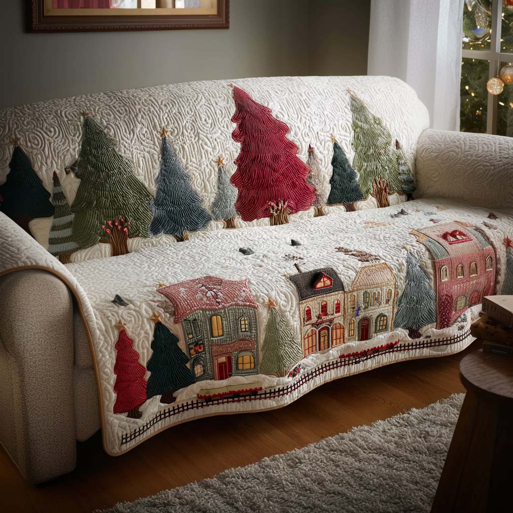 Festive Pine Magic Quilted Sofa Cover NCU0NT11296