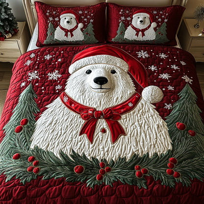 Festive Polar Bear 3-Piece Quilted Bedding Set NCU0VH920
