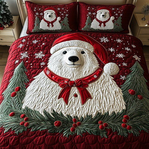 Festive Polar Bear 3-Piece Quilted Bedding Set NCU0VH920