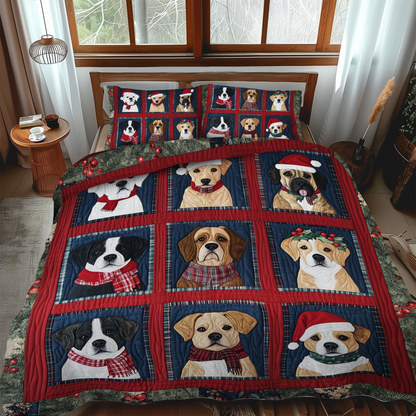 Festive Puppy Fun 3-Piece Quilted Bedding Set NCU0VL625