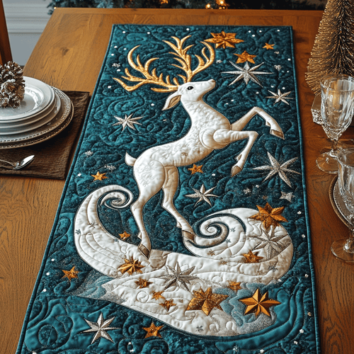 Festive Reindeer Delight Quilted Table Runner NCU0TL1567