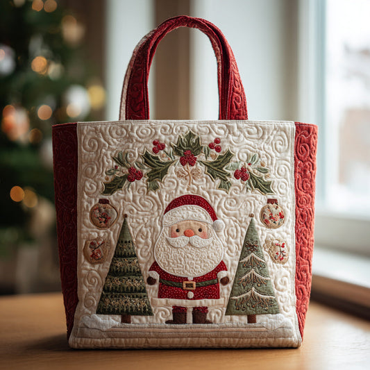 Festive Santa Claus Quilted Tote Bag NCU0HH255