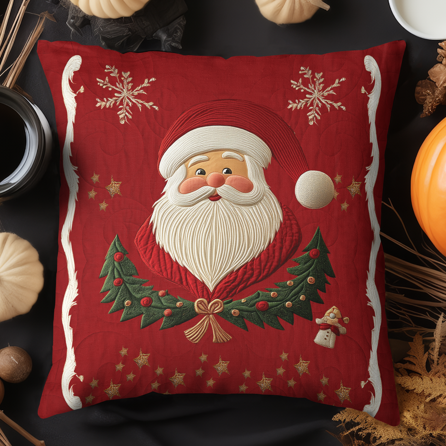 Festive Santa Joy Quilted Pillow Case NCU0DK2612