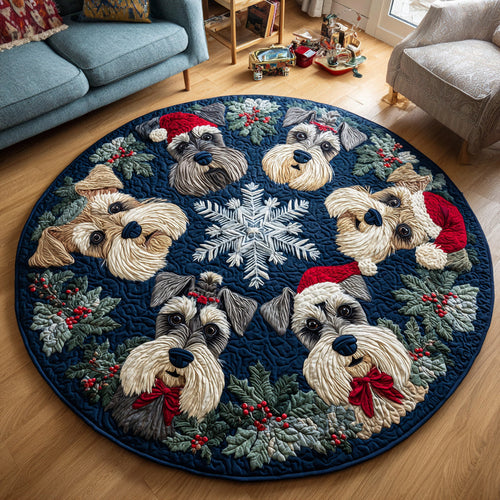 Festive Schnauzer Quilted Round Mat NCU0HH770