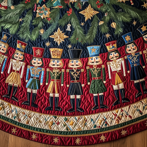 Festive Sentries Quilted Christmas Tree Skirt NCU0VH611