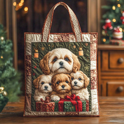 Festive Shih Tzu Quilted Tote Bag NCU0XD1133