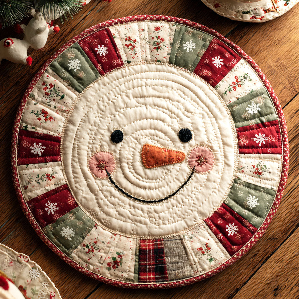 Festive Smile Quilted Round Mat NCU0TV315
