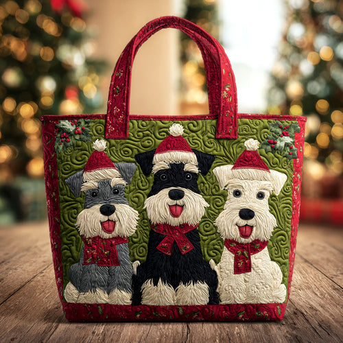Festive Snow Schnauzer Quilted Tote Bag NCU0TV1328
