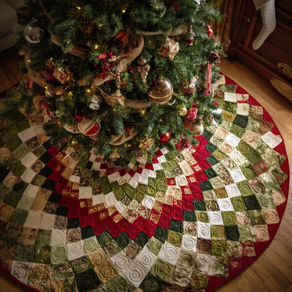 Festive Spiral Christmas Quilted Tree Skirt NCU0NT9998