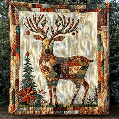 Festive Stag Quilted Blanket NCU0VH778