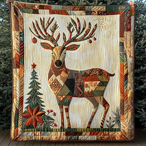 Festive Stag Quilted Blanket NCU0VH778