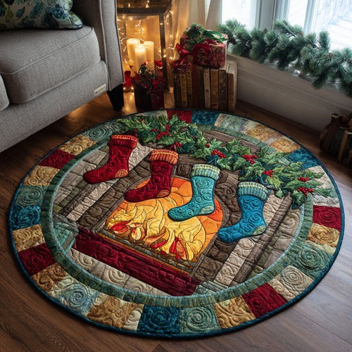 Festive Stockings Quilted Round Mat NCU0TV161