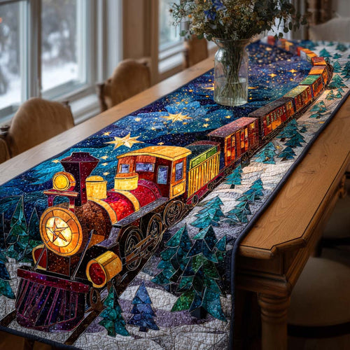 Festive Train Dreams Quilted Table Runner NCU0NT11307