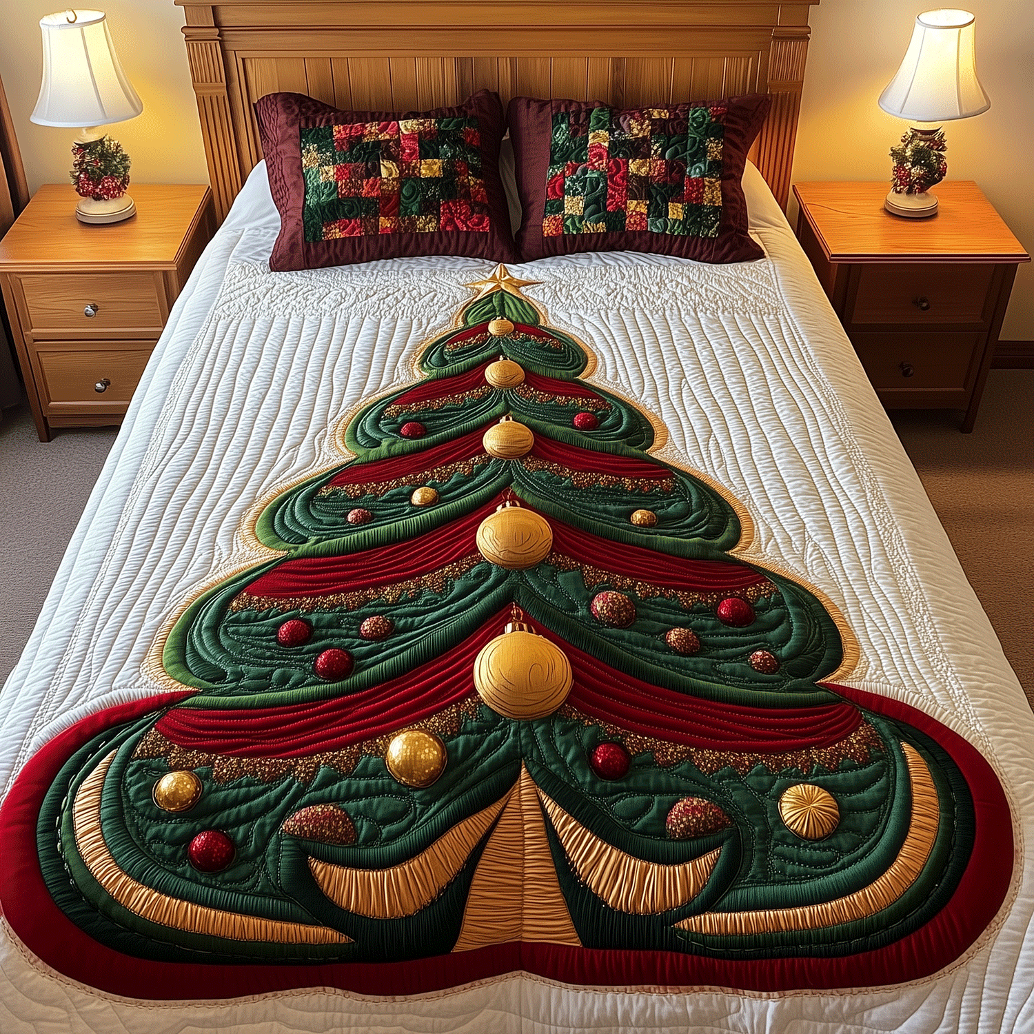 Festive Tree 3-Piece Quilted Bedding Set NCU0TH2143 – Vantique