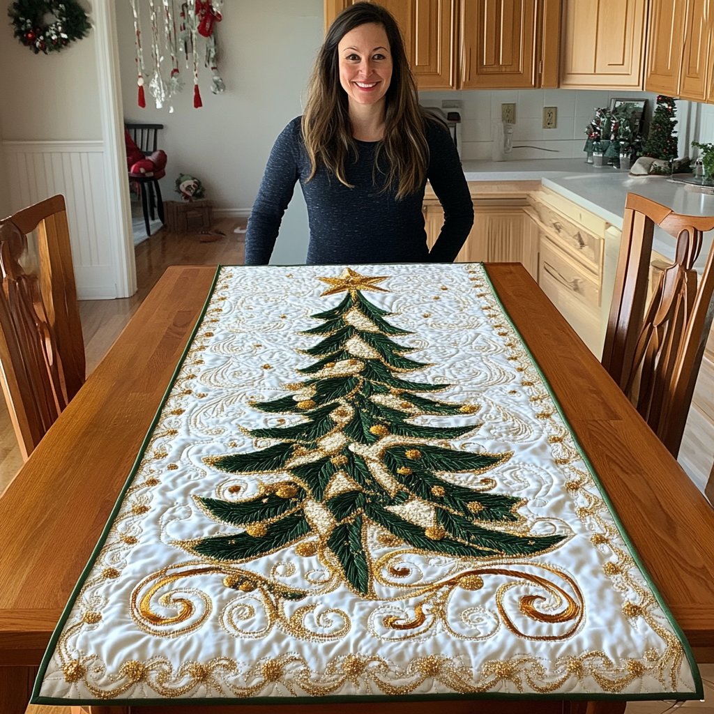 Festive Tree Quilted Table Runner NCU0TH2259