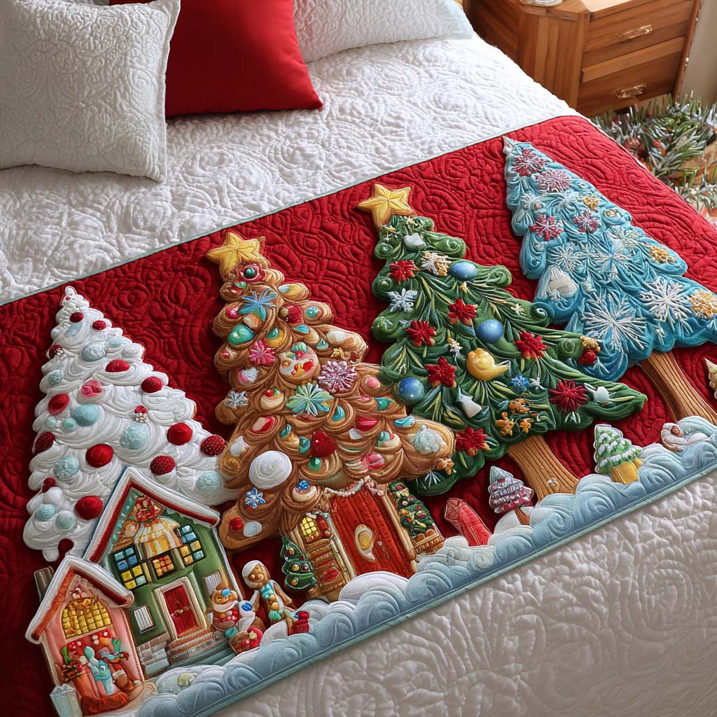 Festive Trees Quilted Bed Runner NCU0NT10294