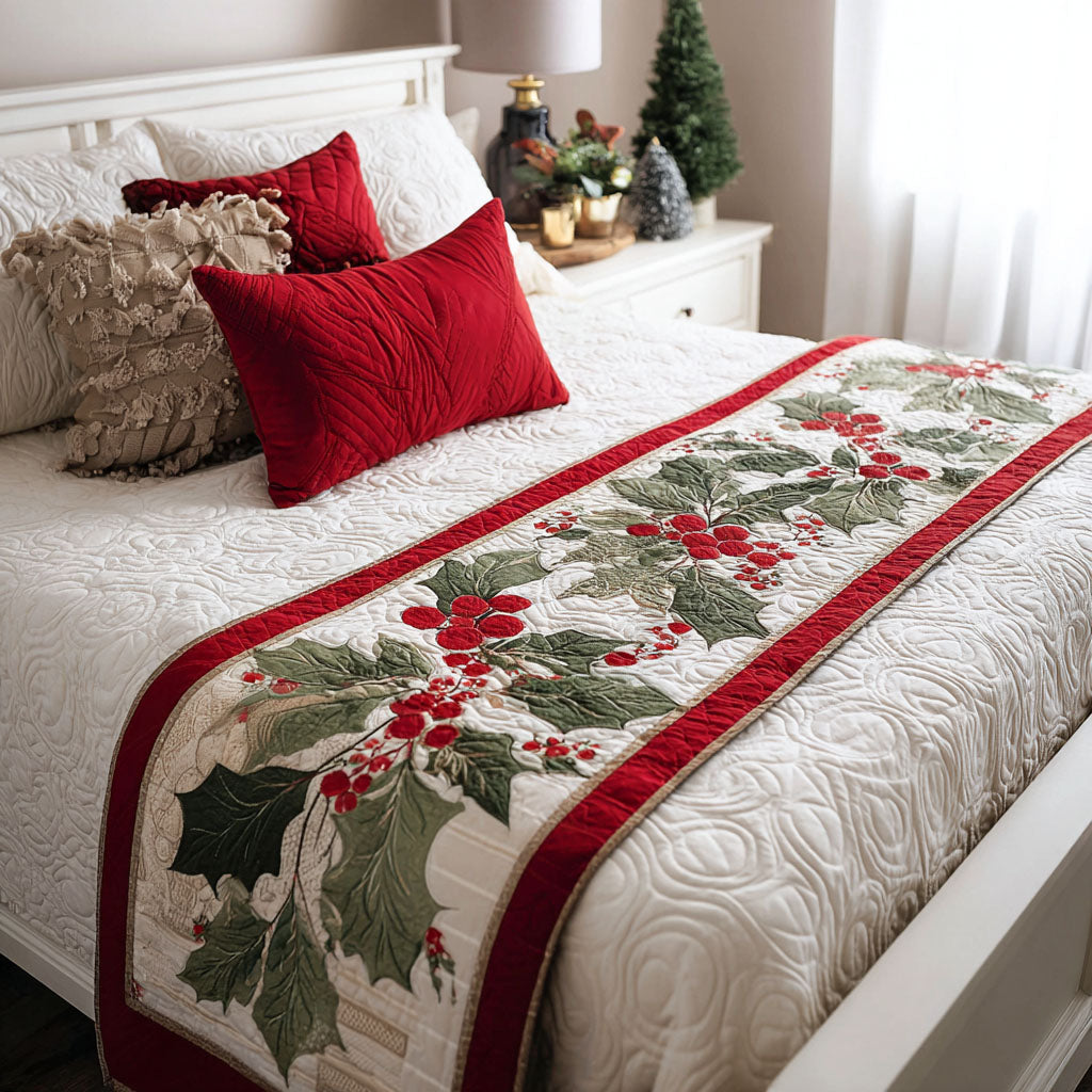 Festive Trees Quilted Bed Runner NCU0PT9036