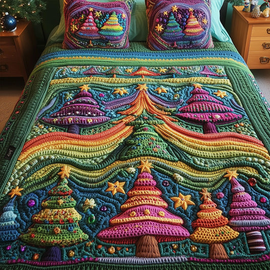 Festive Treescape 3-Piece Quilted Bedding Set NCU0PT2109