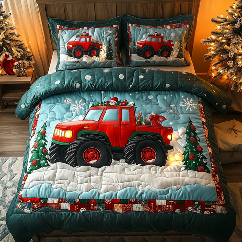 Festive Truck Adventure 3-Piece Quilted Bedding Set NCU0TL2242