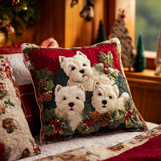 Festive Westie Quilted Pillow Case NCU0DV8107