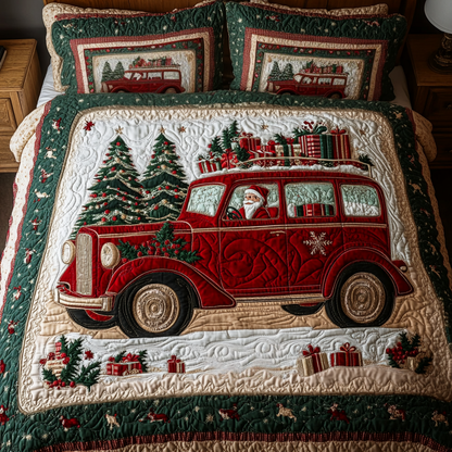 Festive Wheels 3-Piece Quilted Bedding Set NCU0VH948