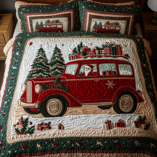 Festive Wheels 3-Piece Quilted Bedding Set NCU0VH948