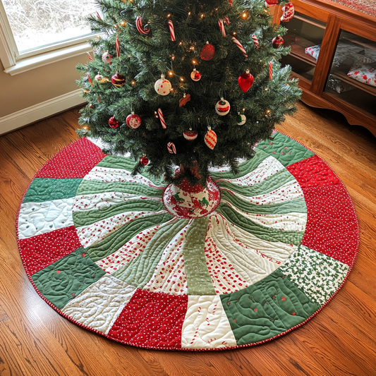 Festive Whirl Christmas Quilted Tree Skirt NCU0VL769