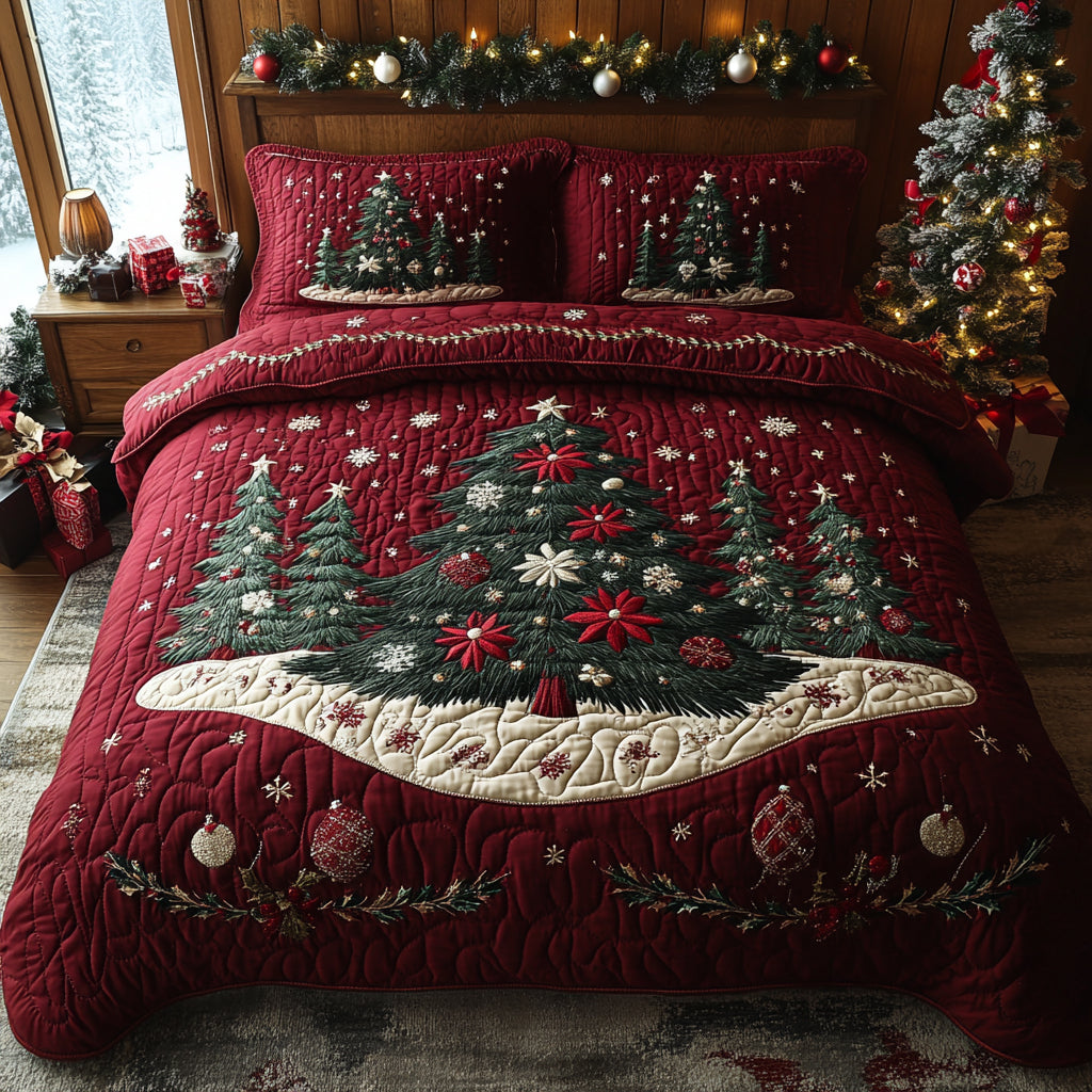 Festive Woods 3-Piece Quilted Bedding Set NCU0DV8147