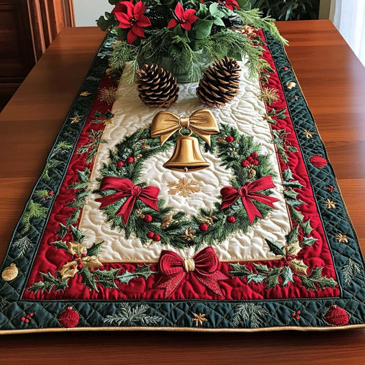 Festive Wreath Quilted Table Runner NCU0NT2061