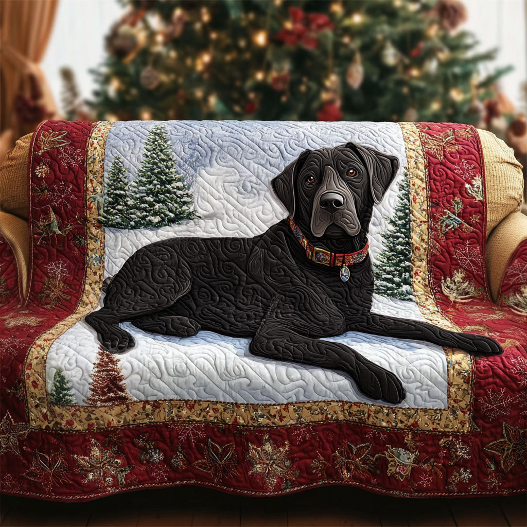 Fetch the Day Black Lab Quilted Sofa Cover NCU0PT10196