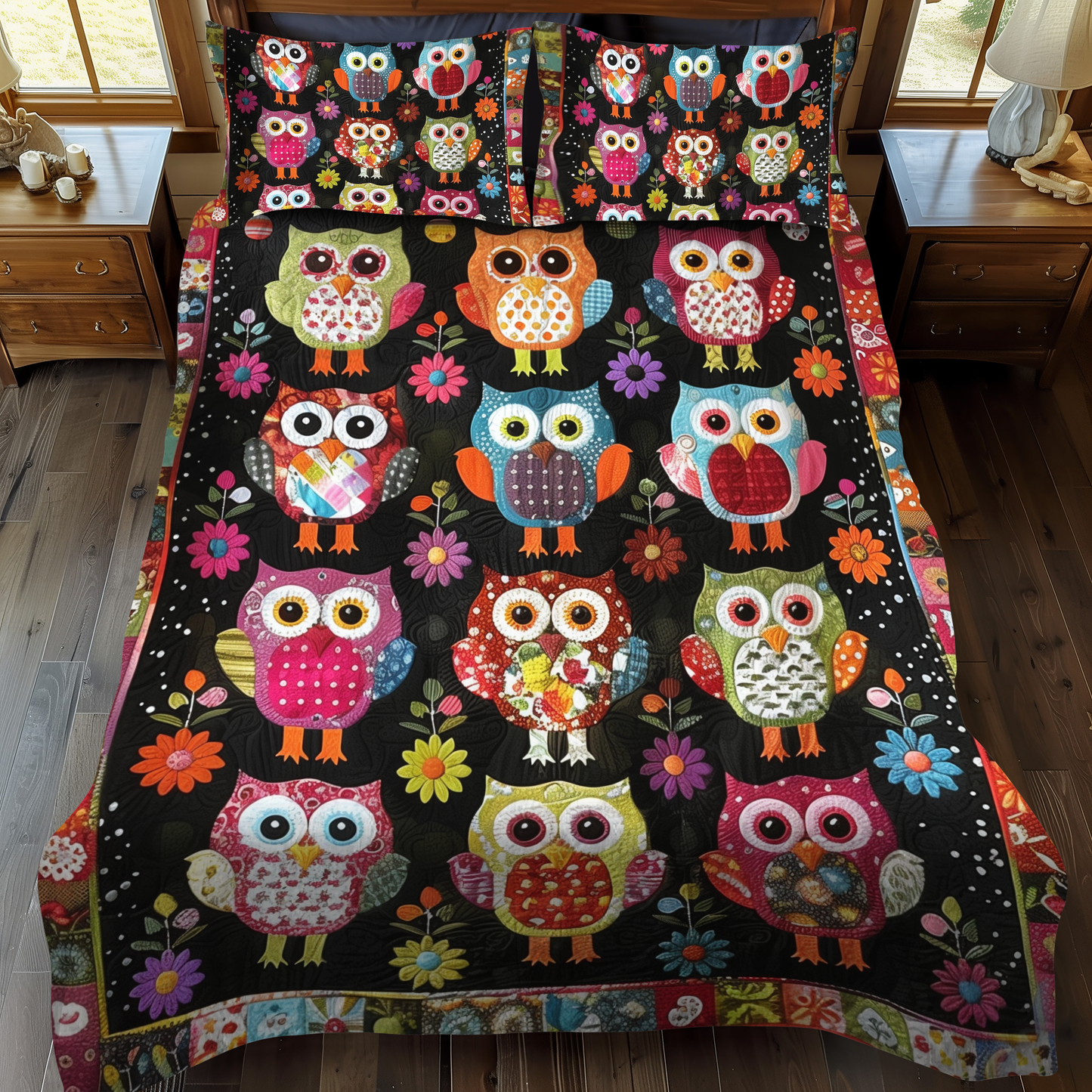 Fetching Owls 3-Piece Quilted Bedding Set NCU0VL170