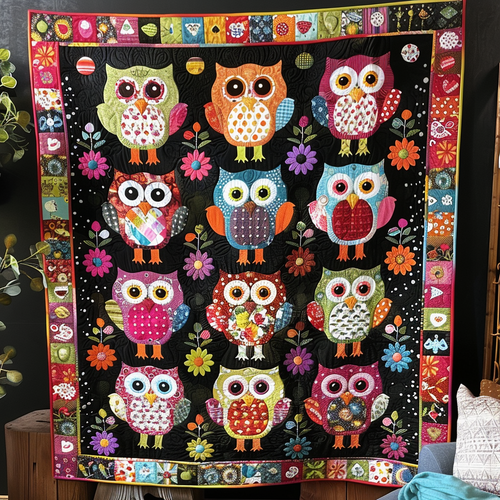 Fetching Owls Quilted Blanket NCU0VL149