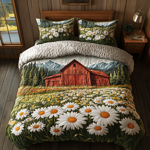 Field of Daisies 3-Piece Quilted Bedding Set NCU0DV4776