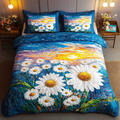 Field of Daisies 3-Piece Quilted Bedding Set NCU0NT5994